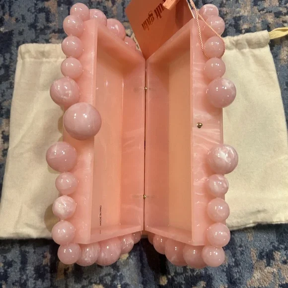 Cult Gaia Pink Pom-Pom Trim Bag - Picture 2 of 5